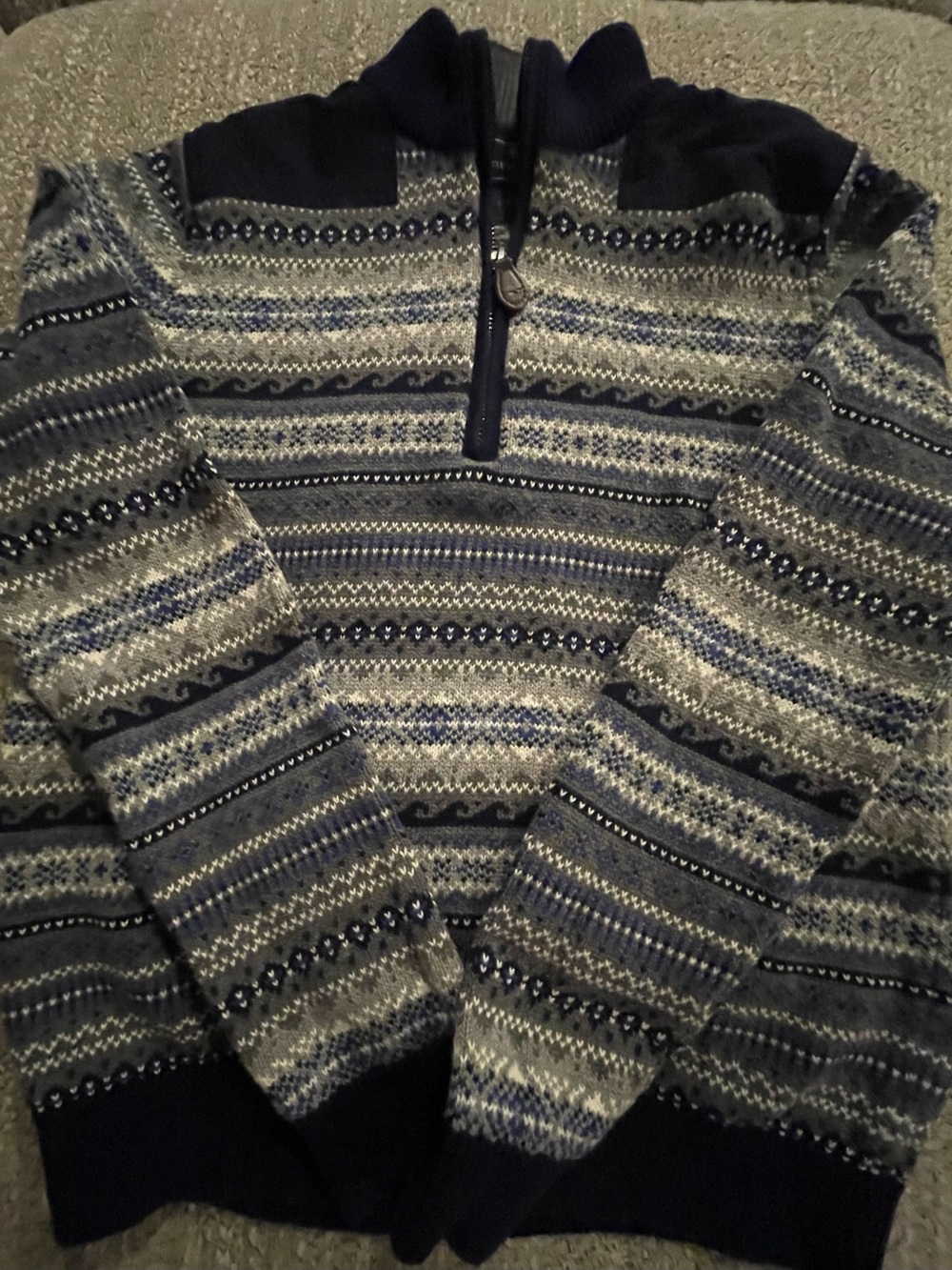 Vineyard Vines Boys Navy and Gray Patterned Half-Zip Sweater
